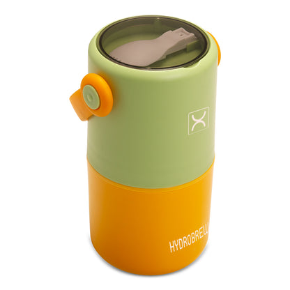 HYDROBREW Double Decker Stainless Steel Lunch Box w/Folding Spork - Sage and Amber