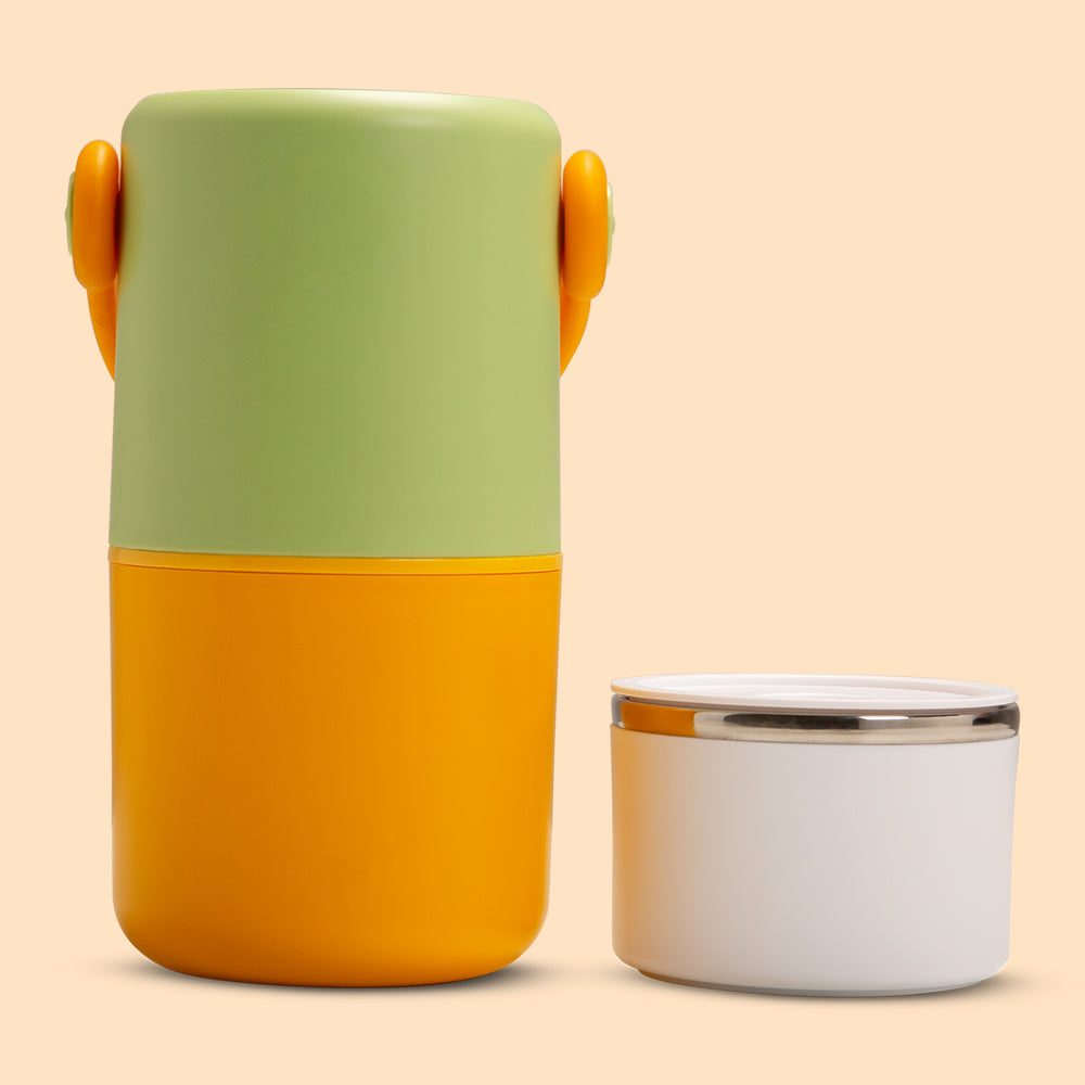 HYDROBREW Double Decker Stainless Steel Lunch Box w/Folding Spork - Sage and Amber