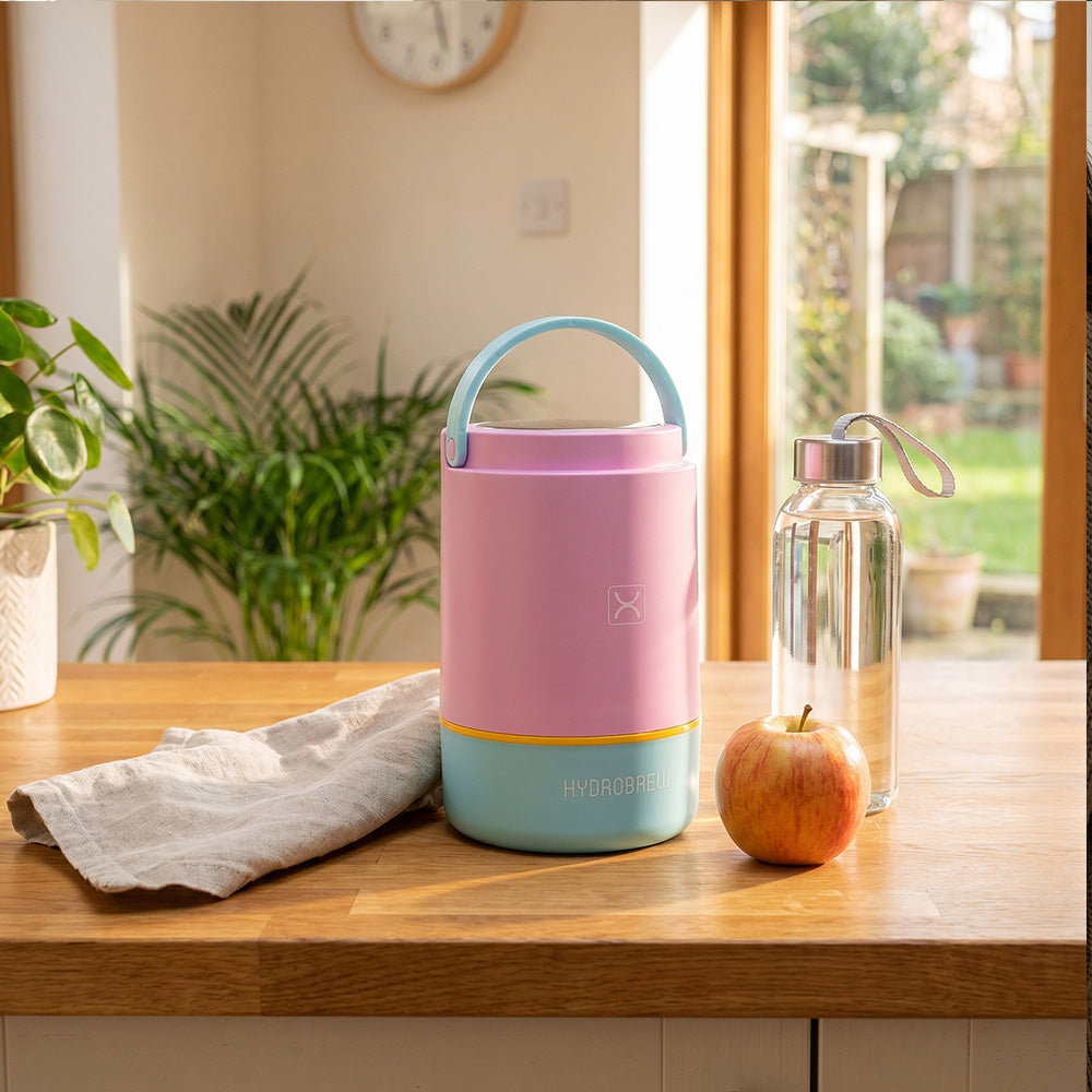 Hydrobrew Triple Decker Stainless Steel Lunch Box w/ Spoon-Candy Cloud