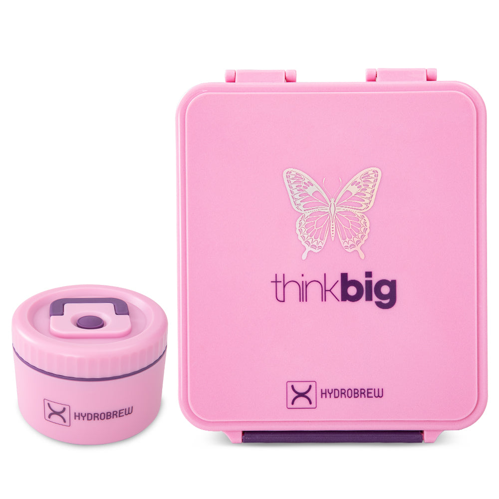 Hydrobrew Personalized Bento Lunch Box w/Steel Food Jar - ThinkBig Pink