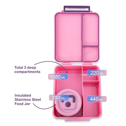 Hydrobrew Personalized Bento Lunch Box w/Steel Food Jar - ThinkBig Pink