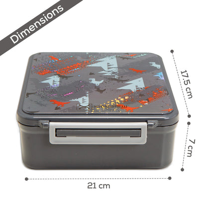 HYDROBREW Bento Lunch Box w/Steel Food Jar - Dinosaurs Grey