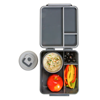 HYDROBREW Bento Lunch Box w/Steel Food Jar - Dinosaurs Grey