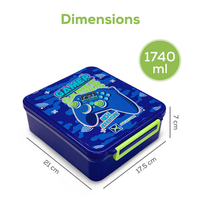 Hydrobrew Personalized Bento Lunch Box w/Steel Food Jar - Gamer Blue
