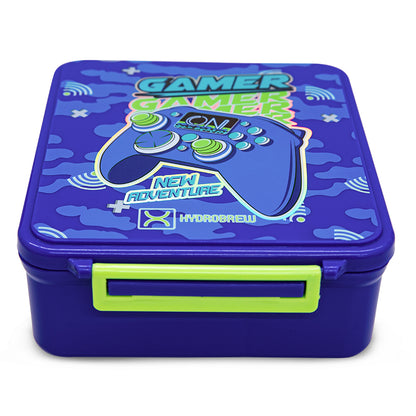 Hydrobrew Personalized Bento Lunch Box w/Steel Food Jar - Gamer Blue