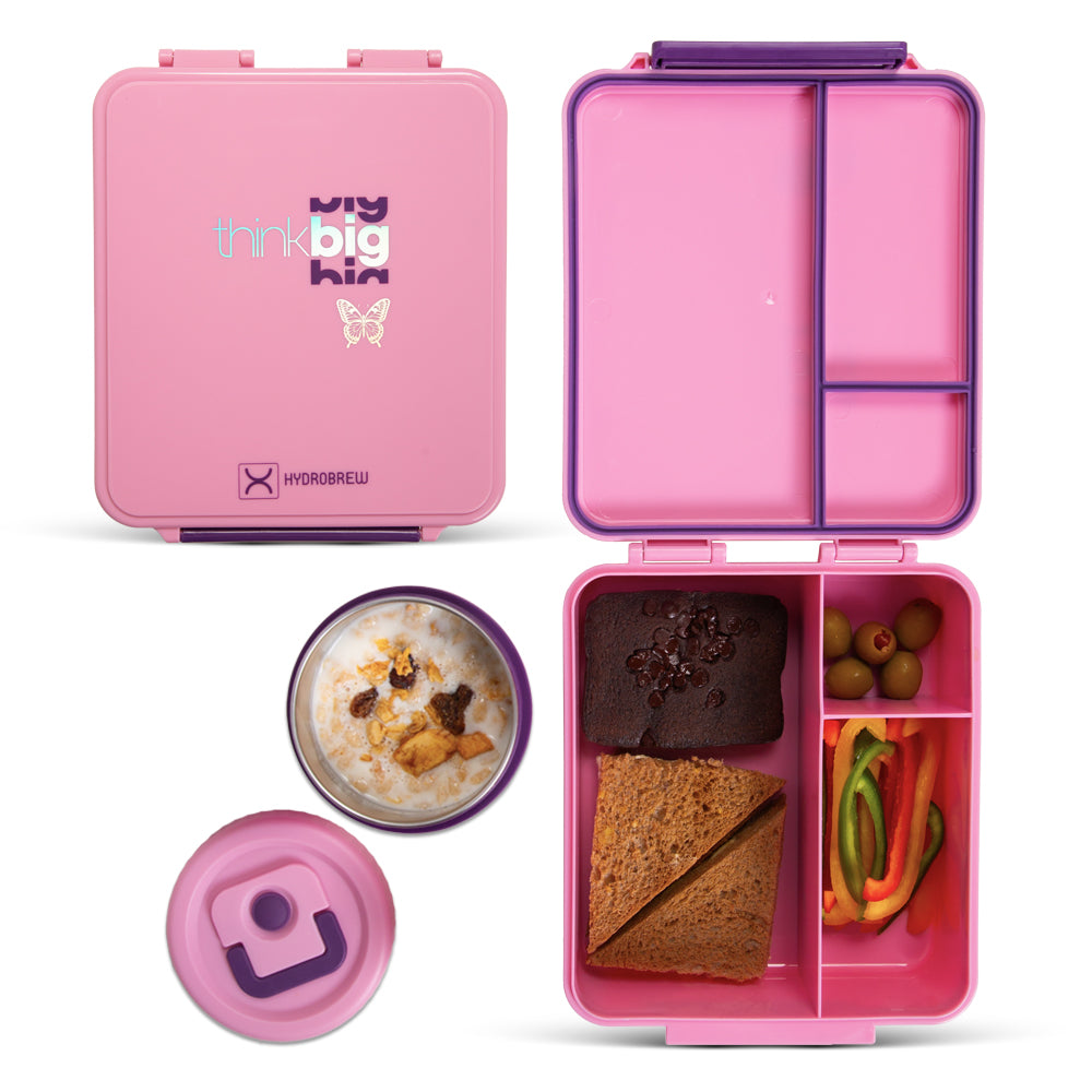 HYDROBREW Bento Lunch Box w/Steel Food Jar - Think Big Blush