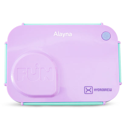 Hydrobrew Personalized Steel Core Lunch Box 750ml + 150ml Food Jar w/ cutlery, Stainless Steel, Leakproof - BERRY CREAM