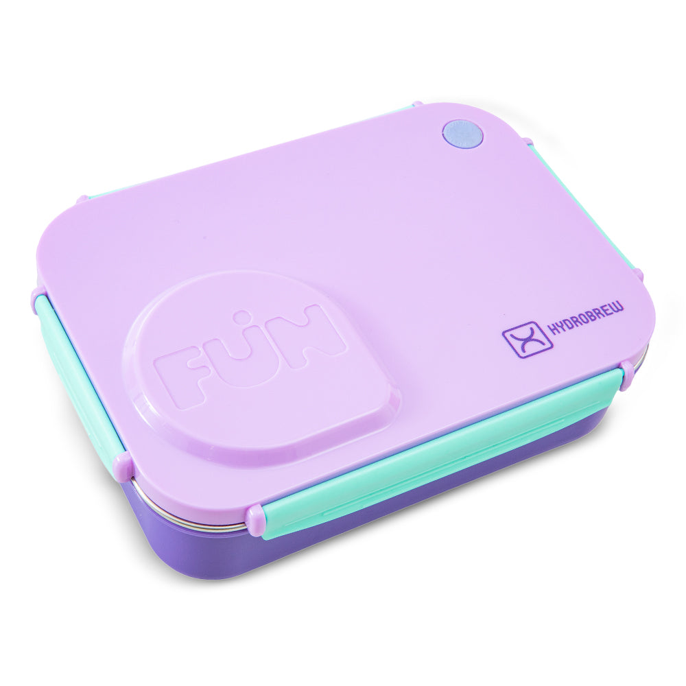 Hydrobrew Personalized Steel Core Lunch Box 750ml + 150ml Food Jar w/ cutlery, Stainless Steel, Leakproof - BERRY CREAM