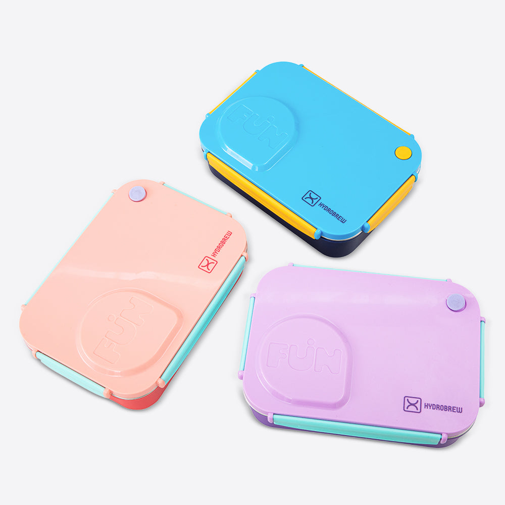 Hydrobrew Personalized Steel Core Lunch Box 750ml + 150ml Food Jar w/ cutlery, Stainless Steel, Leakproof - BERRY CREAM
