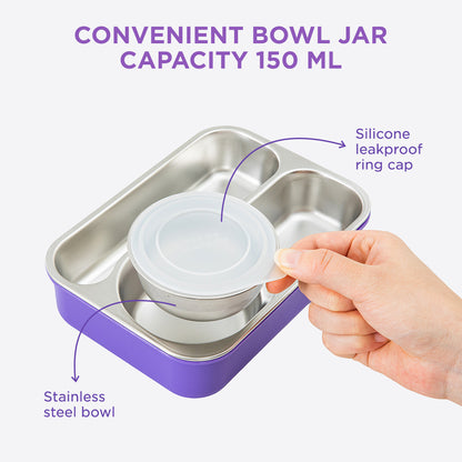 Hydrobrew Personalized Steel Core Lunch Box 750ml + 150ml Food Jar w/ cutlery, Stainless Steel, Leakproof - BERRY CREAM