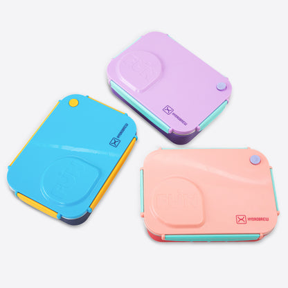 Hydrobrew Personalized Steel Core Lunch Box 750ml + 150ml Food Jar w/ cutlery, Stainless Steel, Leakproof - PINK SORBET