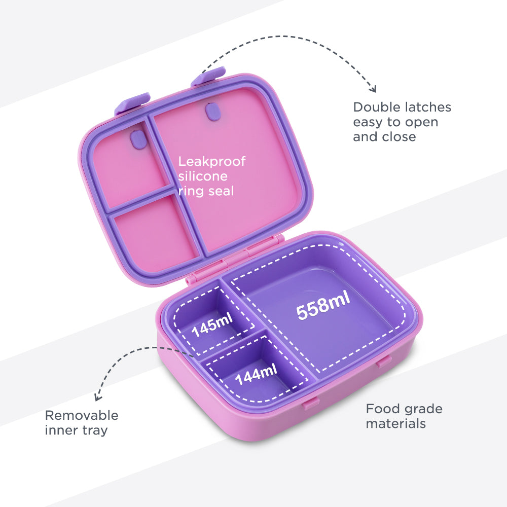 Hydrobrew Personalized Smart Serve Bento Lunch Box 847ml, Candy Lilac