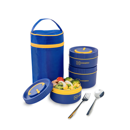 Hydrobrew Trio Deck Lunch Box w/ Lunch Bag and Cutlery - Majestic Blue