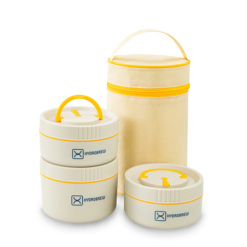 Hydrobrew Trio Deck Lunch Box with Cutlery - Opal Cream