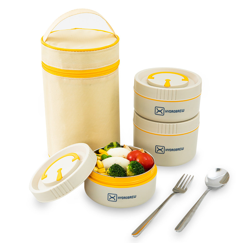 Hydrobrew Trio Deck Lunch Box with Cutlery - Opal Cream