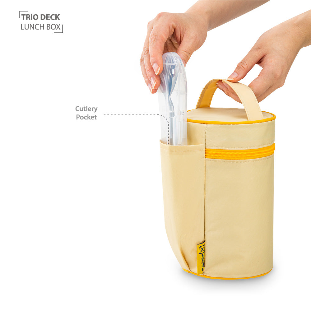 Hydrobrew Trio Deck Lunch Box with Cutlery - Opal Cream