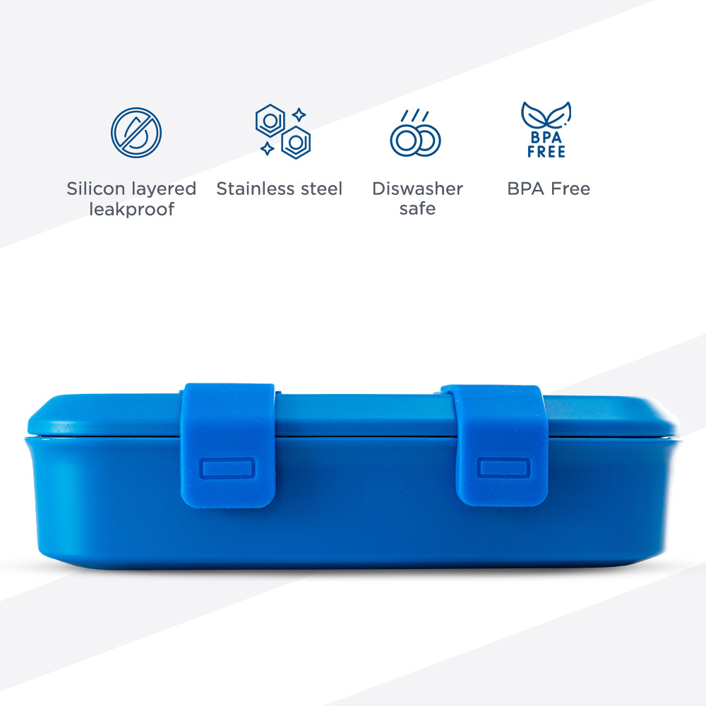 Hydrobrew Steel Core Bento Stainless Steel Lunch Box ‚Äì 839ml, 2 Compartment- Midnight Wave