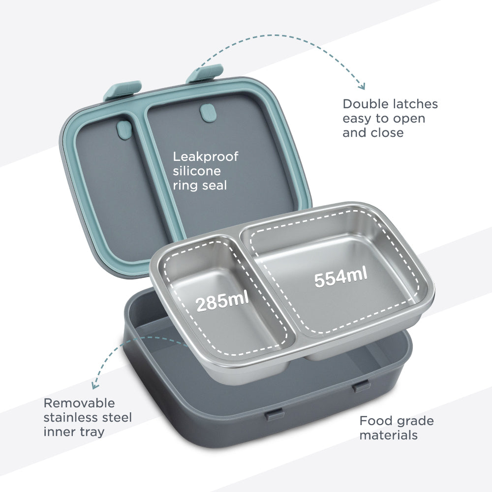 Hydrobrew 3 Compartment Bento Steel Lunch Box - Purple
