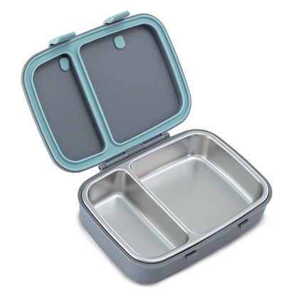 Hydrobrew Personalized Steel Core Bento Stainless Steel Lunch Box – 839ml, 2 Compartment-Graphite