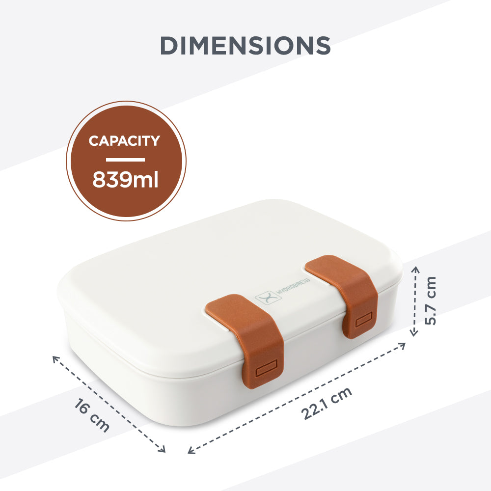 Hydrobrew Steel Core Bento Stainless Steel Lunch Box ‚Äì 839ml, 2 Compartment-Ivory Terracotta