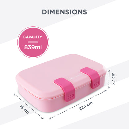 Hydrobrew Steel Core Bento Stainless Steel Lunch Box ‚Äì 839ml, 2 Compartment-Rose Silk