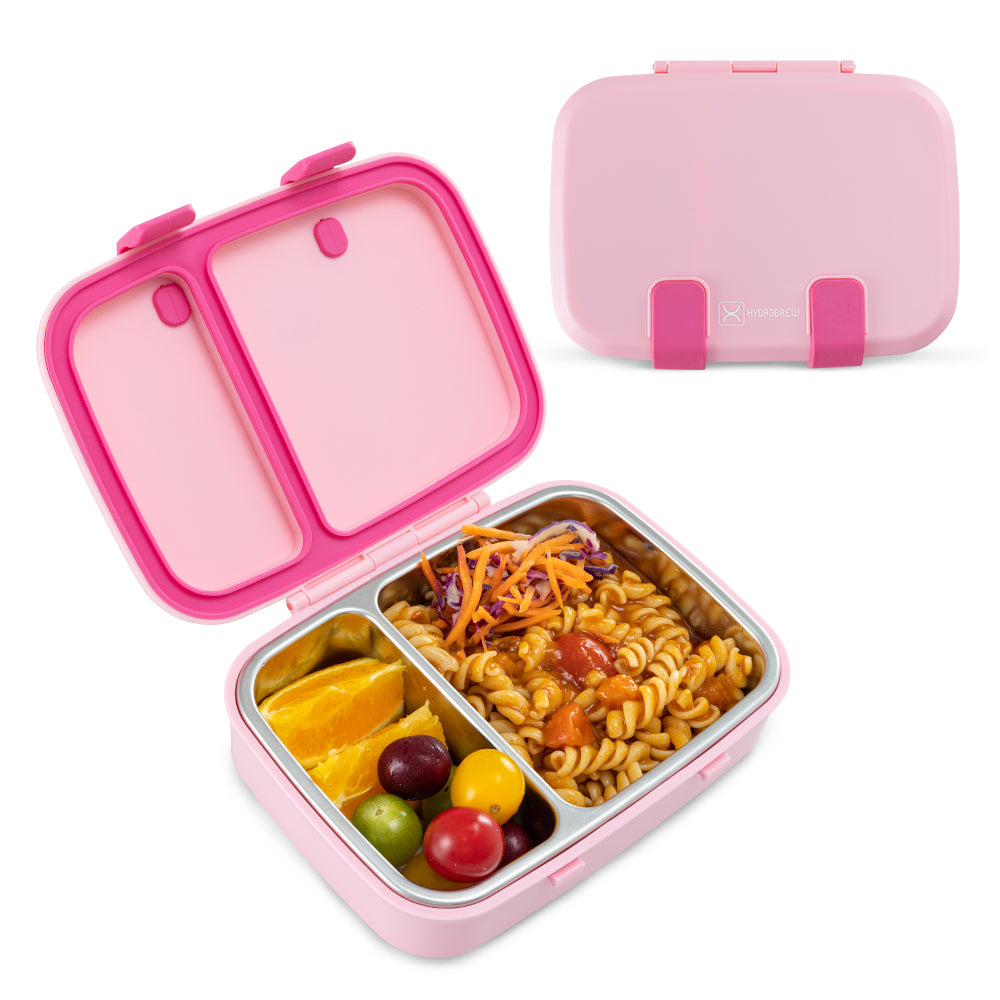 Hydrobrew Personalized Steel Core Bento Stainless Steel Lunch Box – 839ml, 2 Compartment-Rose Silk