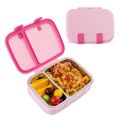 Hydrobrew Personalized Steel Core Bento Stainless Steel Lunch Box – 839ml, 2 Compartment-Rose Silk