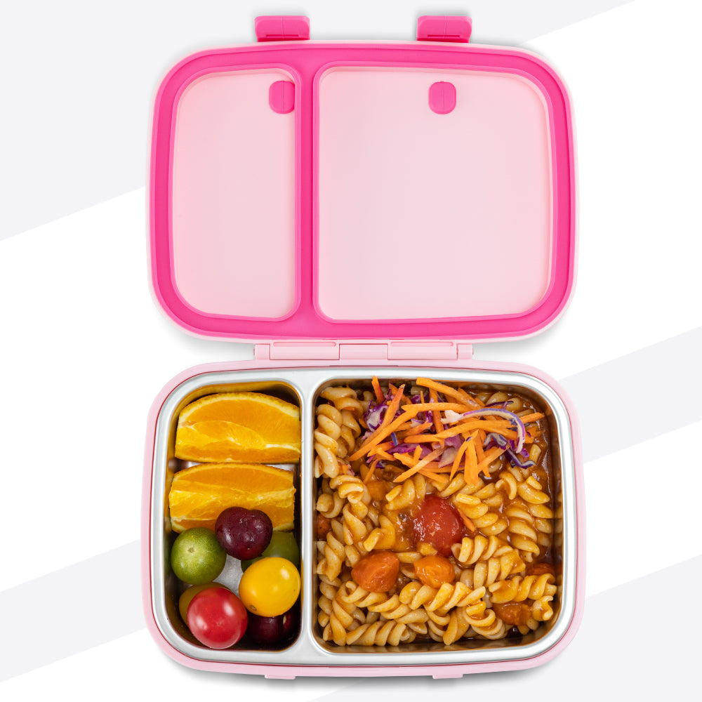 Hydrobrew Personalized Steel Core Bento Stainless Steel Lunch Box – 839ml, 2 Compartment-Rose Silk