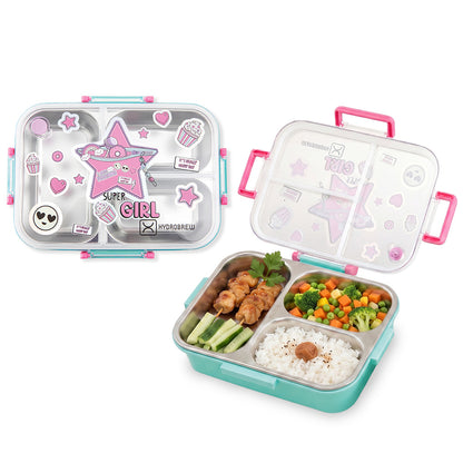 HydroBrew Steel Core Bento Lunch Box 3 Compartment 750ml – Teal Spark