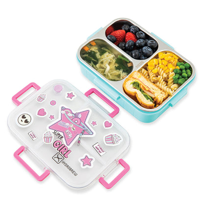 HydroBrew Steel Core Bento Lunch Box 3 Compartment 750ml – Teal Spark