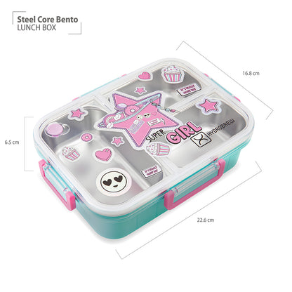 HydroBrew Steel Core Bento Lunch Box 3 Compartment 750ml – Teal Spark
