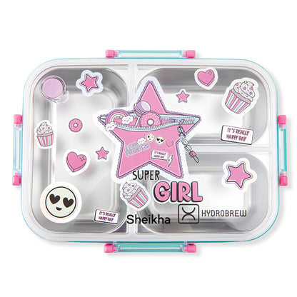 Hydrobrew Personalized Steel Core Bento Lunch Box 3 Compartment 750ml – Teal Spark