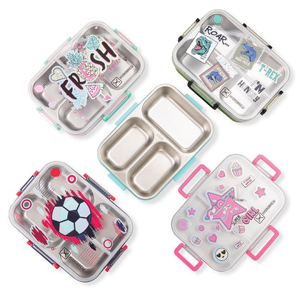 Hydrobrew Personalized Steel Core Bento Lunch Box 3 Compartment 750ml – Teal Spark