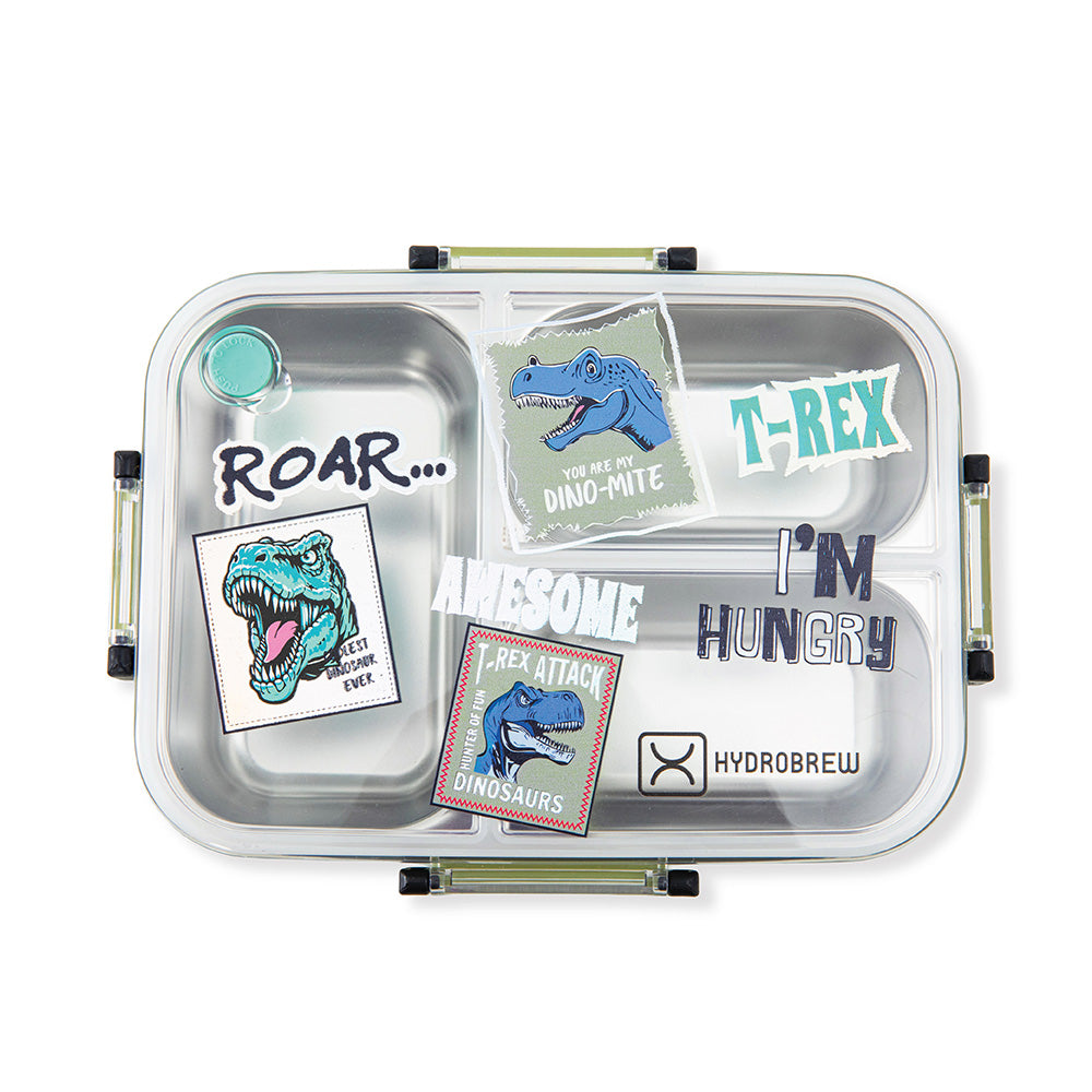 HydroBrew Steel Core Bento Lunch Box 3 Compartment 750ml – Olive Roar