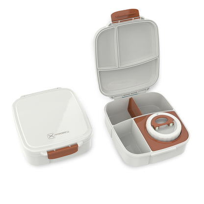 Hydrobrew Mega Flex Bento Lunch Box 1864ml,  Leakproof Lunch Container with Integrated 250ml Insulated Food Jar- Ivory Terracotta