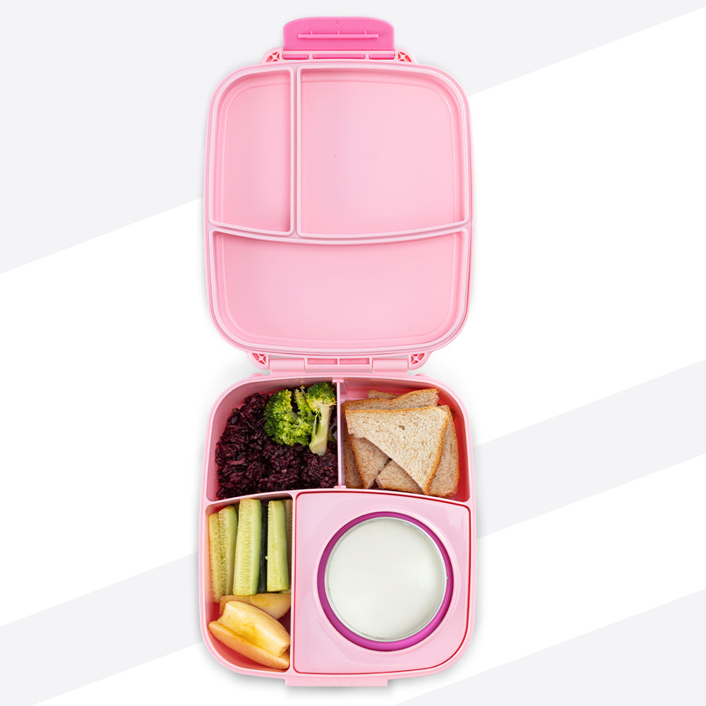 Hydrobrew Mega Flex Bento Lunch Box 1864ml,  Leakproof Lunch Container with Integrated 250ml Insulated Food Jar- Rose Silk
