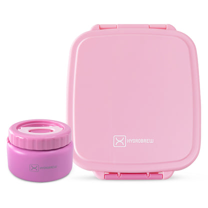 Hydrobrew Personalized Mega Flex Bento Lunch Box 1864ml,  Leakproof Lunch Container with Integrated 250ml Insulated Food Jar- Rose Silk