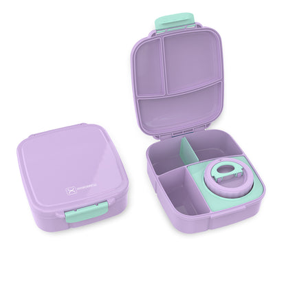 Hydrobrew Mega Flex Bento Lunch Box 1864ml,  Leakproof Lunch Container with Integrated 250ml Insulated Food Jar- Orchid Mist