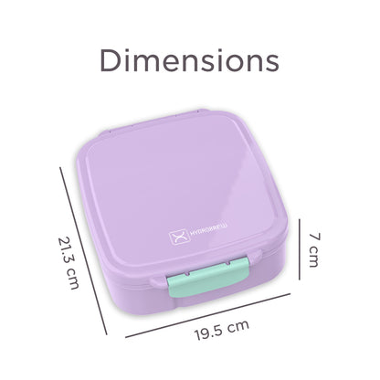 Hydrobrew Mega Flex Bento Lunch Box 1864ml,  Leakproof Lunch Container with Integrated 250ml Insulated Food Jar- Orchid Mist