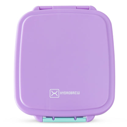 Hydrobrew Mega Flex Bento Lunch Box 1864ml,  Leakproof Lunch Container with Integrated 250ml Insulated Food Jar- Orchid Mist