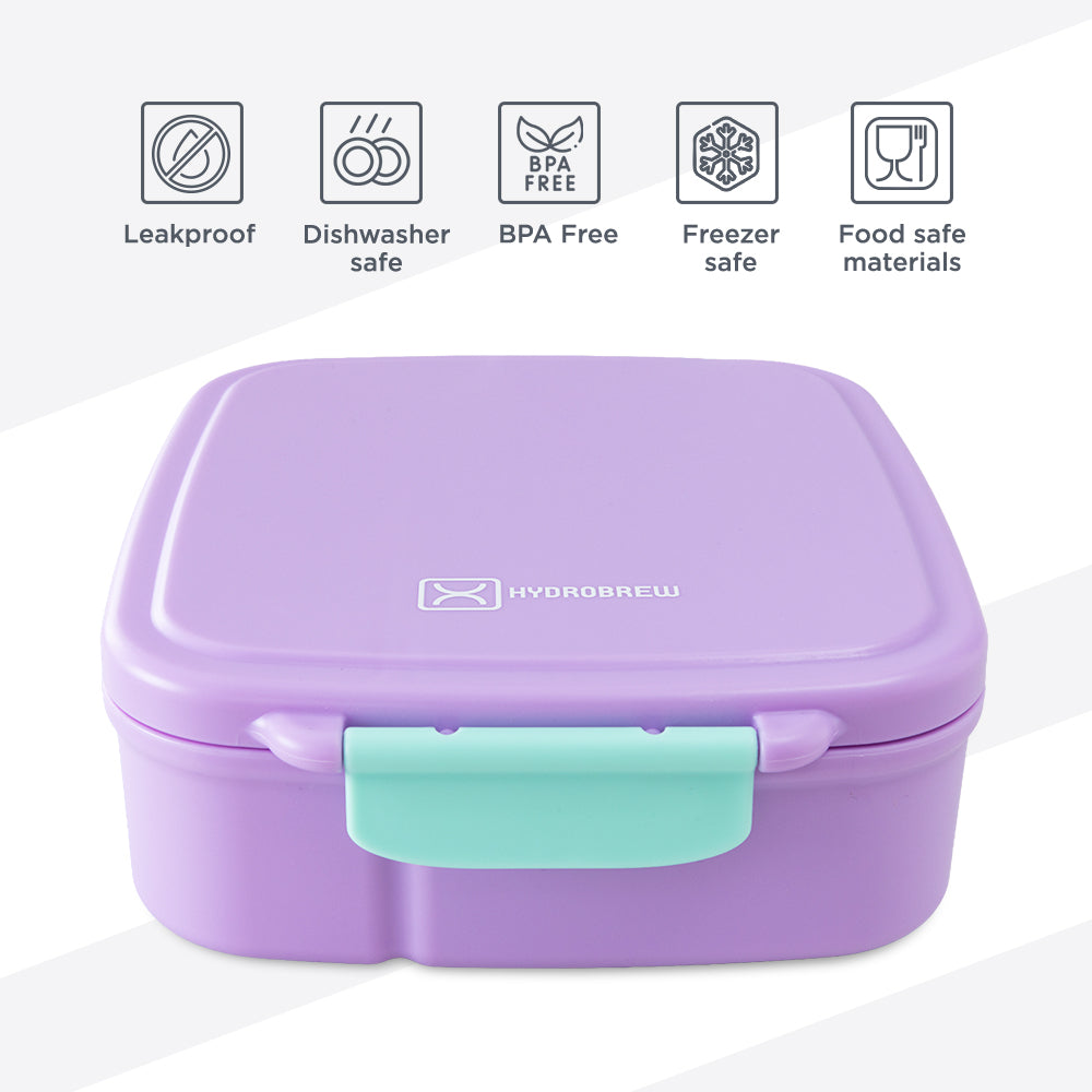 Hydrobrew Personalized Mega Flex Bento Lunch Box 1864ml,  Leakproof Lunch Container with Integrated 250ml Insulated Food Jar- Orchid Mist