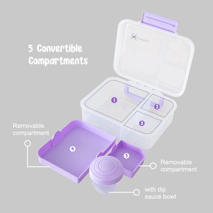 Hydrobrew Personalized 3/4/5 Convertible 1650ml Bento Lunch Box - Lilac