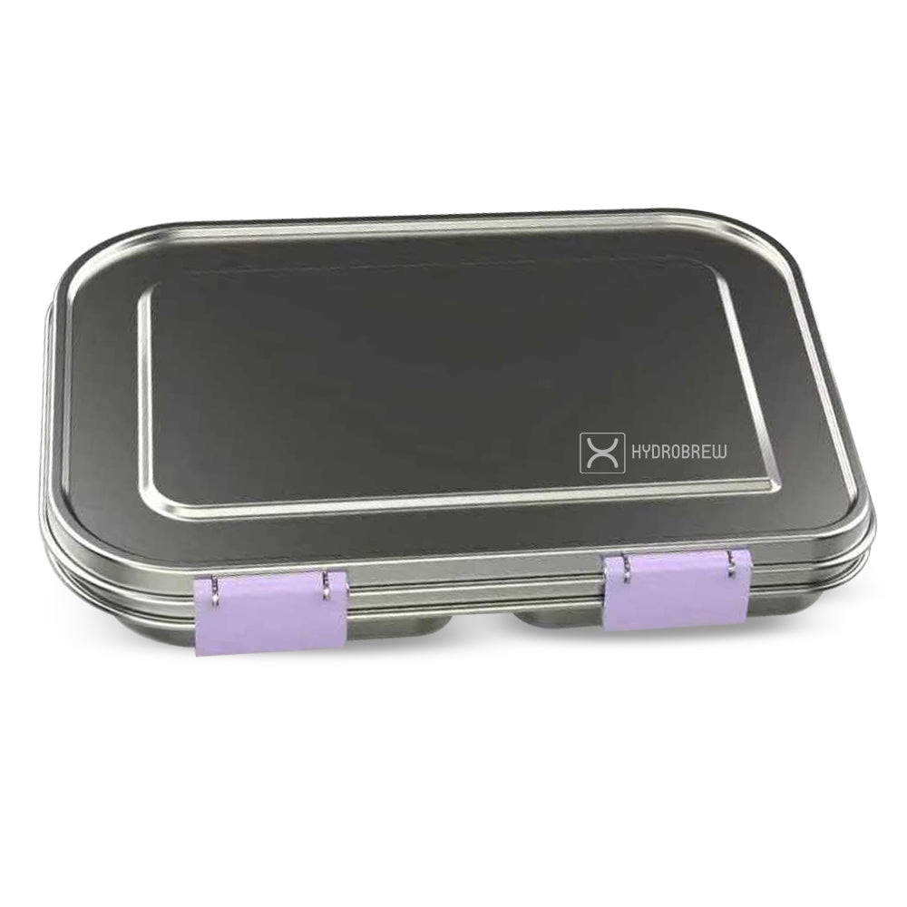 Hydrobrew 3 Compartment Bento Steel Lunch Box - Purple