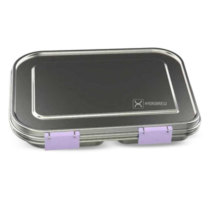 Hydrobrew 3 Compartment Bento Steel Lunch Box - Purple