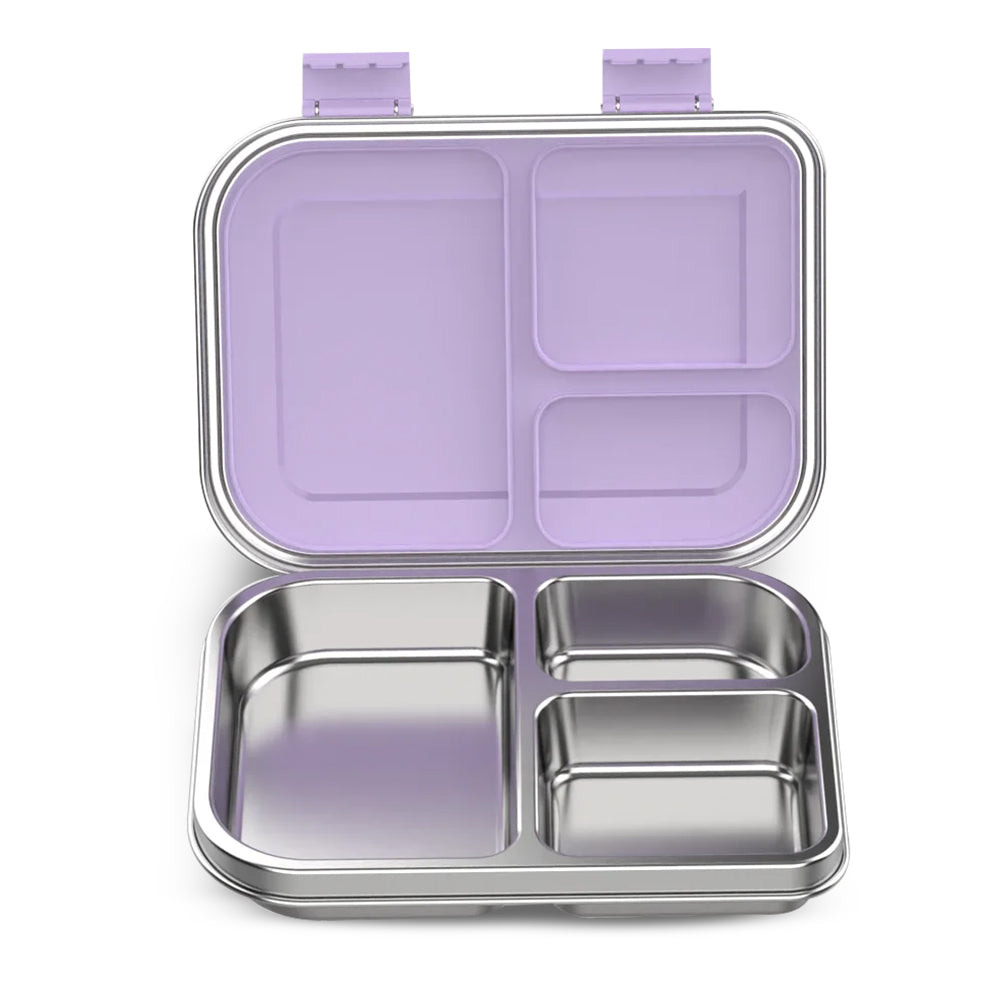 Hydrobrew 3 Compartment Bento Steel Lunch Box - Purple