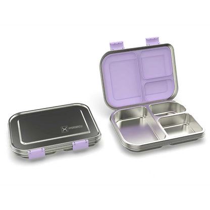 Hydrobrew 3 Compartment Bento Steel Lunch Box - Purple