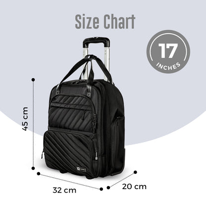 HYDROBREW Trolley 17 inch Travel Bag - Black | 2-in-1 Handbag & Cabin Trolley