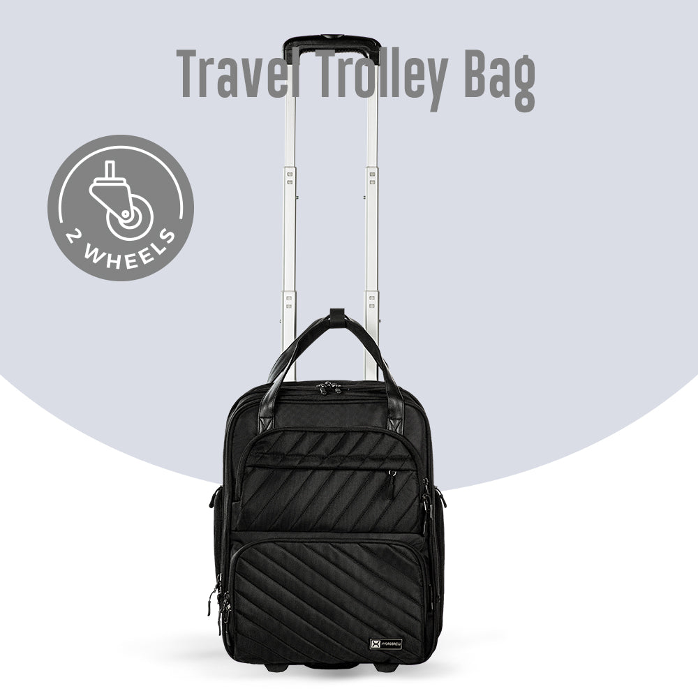HYDROBREW Trolley 17 inch Travel Bag - Black | 2-in-1 Handbag & Cabin Trolley