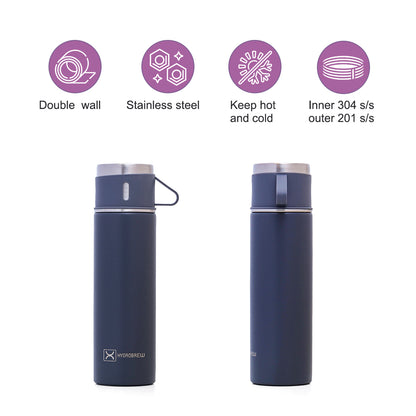 HYDROBREW Insulated 500ml Vacuum Flask w/2x 150ml Cup -Grey
