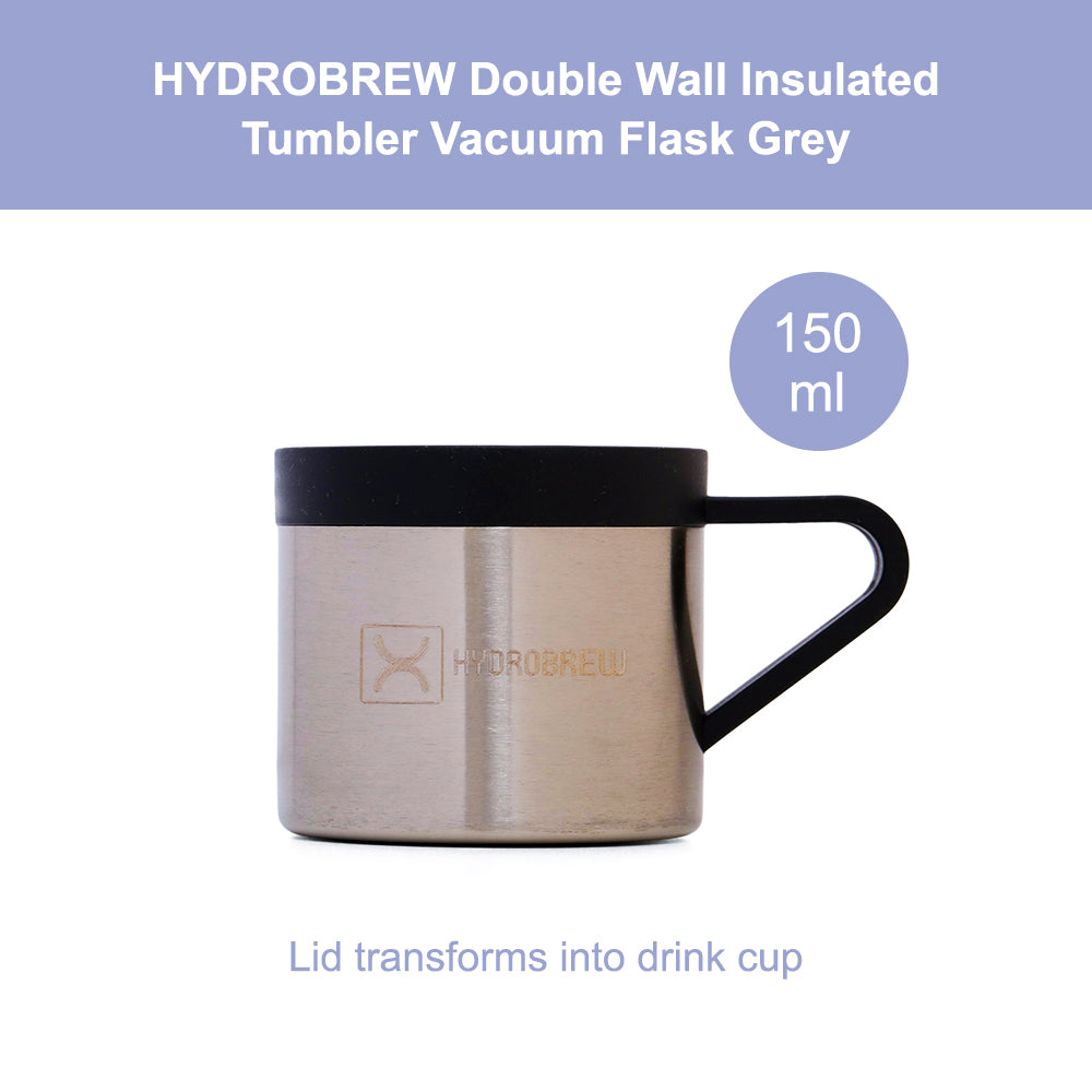 HYDROBREW Insulated 650ml Vacuum Flask w/2x 150ml Cup -Grey